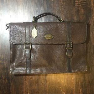 NWOT Fossil Leather Satchel/Shoulder Bag